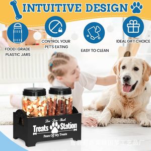 Caja de almacenamiento de comida para perros Treats Station con frascos de plástico y asa para organizar golosinas para mascotas - Product Image 4