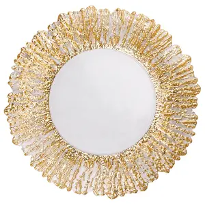 Plastic Glass Charge Plate Dish High Modern Party Decor Plate Charger for Decoration Event Party Gold Silver 33cm 13 Inch