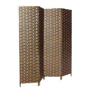 ฉากกั้นห้องพับได้แบบ<span class=keywords><strong>อิฐ</strong></span> 4 แผง พกพาสะดวก งานแฮนด์เมด ดีไซน์ตาข่ายไม้ - Product Image 2