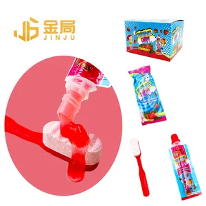 Jam buah cair kembang gula mainan anak-anak sikat gigi bentuk permen lolipop dengan pasta gigi permen jeli