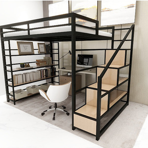 Litera de hierro transfronteriza, litera alta, litera doble con espacio abierto debajo, para uso doméstico, estructura de hierro, litera doble, pequeña - Product Image 4