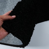 Tapis de salon en acrylique noir uni, à poils longs et bouclés, écologique, sans formaldéhyde, tufté et tissé