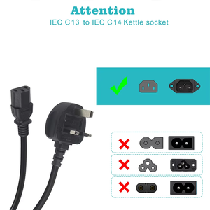 UK 3pin to 90 Degree Left Angled C13 <b>Kettle</b> <b>Lead</b> BS 3pin Mains to IEC Power Cord for Computer/TV Black 250V 15A 6Ft - Product Image 4