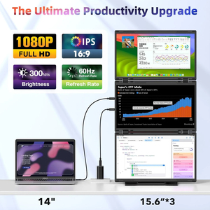 Moniteur de jeu ultra-large pour ordinateur portable 15,6 pouces IPS LCD avec support pliable intégré réglable et extension <span class=keywords><strong>d</strong></span>'<span class=keywords><strong>écran</strong></span> quadruple - Product Image 2