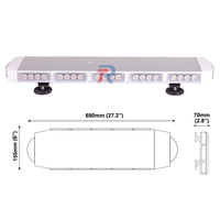 Barre lumineuse linéaire plate à 48 LED de 27 pouces, vente directe d'usine, rouge, bleu, ambre, blanc, aluminium, barre lumineuse d'alarme pour ambulance