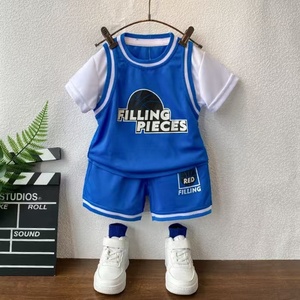 Nouvelle <span class=keywords><strong>tenue</strong></span> pour garçons-Maillot de basket-ball élégant pour bébés. Vêtements d'été légers à manches courtes pour enfants. - Product Image 6