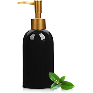 Luxury 250ml 300ml 500ml White <b>Black</b> Round Empty Conditioner <b>Shower</b> Gel Plastic Packaging Gold Pet Shampoo Pump Bottle - Product Image 1