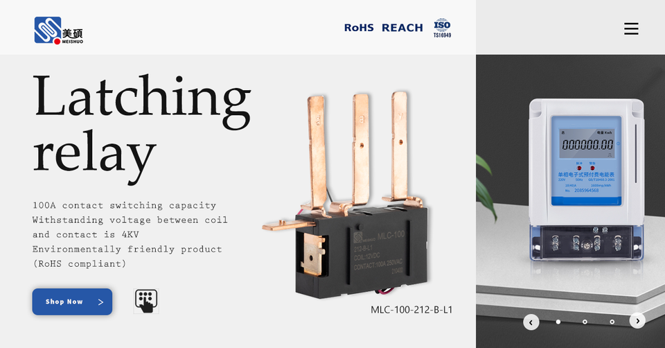 Meishuo MLC-100-212-B-L1 12V 100A 250VAC NC High Power Magnetic Latching Relay Miniature Electromagnetic Relay