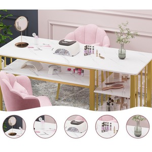 Mesa pequeña de doble capa para decoración de uñas, silla de tienda de pata de gallo con corazón para niñas, mesa de maquillaje <span class=keywords><strong>Rectangular</strong></span> moderna, apartamentos pequeños de Metal - Product Image 4