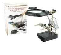 Loupe LED de réparation électronique industrielle, en acier inoxydable avec support de PCB et support de soudage 2.5X,7.5X,10X