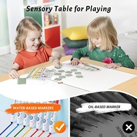 Table sensorielle rectangulaire moderne pour les tout-petits Table à eau en sable en bois pour enfants Planche double face Bacs de rangement pliables