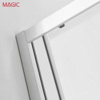 Porte coulissante en verre trempé MAGIC F13W à une seule ligne, extrêmement étroite, design européen, pour salle de bain (zones sèche et humide)