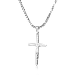 yunnique Stainless Steel <b>Cross</b> Pendant Necklace 60cm <b>Chain</b> Men Women Religious Jewelry Fashion Accessory - Product Image 3