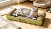 Grattoir à chat en carton ondulé écologique en gros avec sachet de catnip pour foyers multi-chats