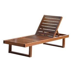 Chaise longue minimaliste moderne en bois massif pour l'extérieur, mobile, anti-corrosion, pour cour, balcon, jardin, villa, bord de mer, piscine - Product Image 4
