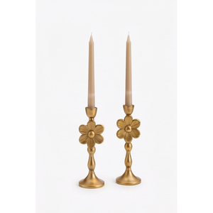 Porte-bougie en métal décoratif finition or, motif floral, élégant centre de table pour mariage, maison, événement - Product Image 1