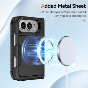 Étui de protection robuste pour iPhone <span class=keywords><strong>Duo</strong></span>, coque antichoc résistante avec protection de la charnière et anneau magnétique, noir mat - Product Image 6