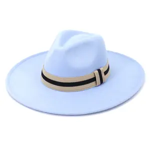 Chapéu Fedora de aba larga grande de 9.5 cm para mulheres chapéu de feltro/fedora Panamá personalizado