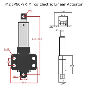 Actuador lineal pequeño DC6V 12V 24V 150 MM/S velocidad 40MM fuerza de carrera 33Lbs abridor de ventana robótico Motor eléctrico imán permanente - Product Image 4