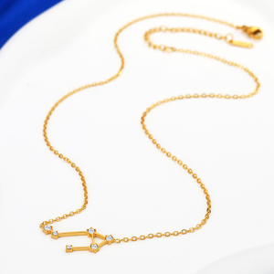 Collar con Colgante de Horóscopo de Acero Inoxidable Chapado en Oro de 18k, Joyería Zodiacal de Moda, Regalo de Cumpleaños con Cristal para Chicas - Product Image 6