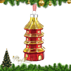 Op maat gemaakte glazen pagode hangers kerstdecoratie pagode ornamenten kerstboomdecoratie hangers - Product Image 2