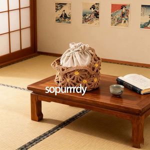 Sac fourre-tout tissé avec logo personnalisé, pochette intérieure à cordon, sac de shopping en coton biologique décoré de fleurs, sac bandoulière décontracté - Product Image 6