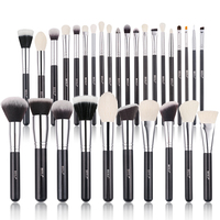BEILI Ensemble de Pinceaux de Maquillage Noirs de Luxe, Personnalisés, Cheveux Naturels de Haute Qualité, Marque Privée, 30 Pièces