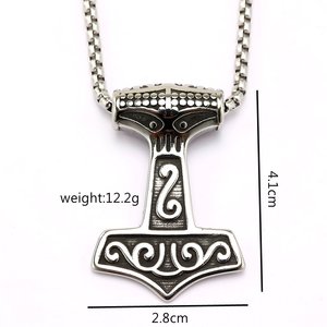 Yunnique-collar con colgante de martillo de Thor para hombre, de acero inoxidable, estilo nórdico Retro, regalo, joyería, accesorio de moda - Product Image 5