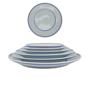 RXFR07-A-6-7-8-9-10-12 Pulgadas Plato de Porcelana China Tradicional Esmaltado con Doble Borde Azul, Apto para Lavavajillas, Tamaños de 6 a 12 Pulgadas - Product Image 1
