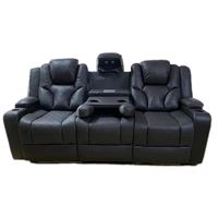 Modernes Heimkino-Relaxsofa-Set Elektrisches Leder-Sofa mit Luft- und Holzrahmen Ausziehbar Kühlend Massierend für Wohnzimmer
