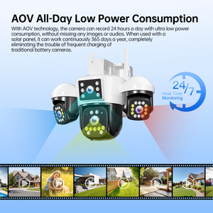 Caméra CCTV extérieure solaire 12MP AOV <span class=keywords><strong>4</strong></span> objectifs <span class=keywords><strong>4</strong></span> vues en direct 360° °   Caméra de sécurité PTZ Détection humaine Vision nocturne couleur IP66 - Product Image 2