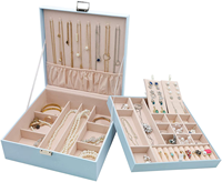 Boîte à bijoux en velours multifonction, coffre-fort à deux couches pour femmes et filles, boîte-cadeau