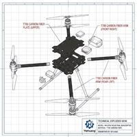 Drone de haute précision avec cadre en carbone, découpe CNC personnalisée, fibre de carbone T700, service UAV industriel