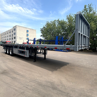 Semi-remorque plateau de 40 pieds à 3 essieux avec châssis renforcé, suspension mécanique et 12 verrous à torsion pour le transport de conteneurs