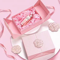Boîte cadeau haut de gamme rose à double ouverture personnalisable et créative pour parfum, rouge à lèvres et bougie, idéale pour les fêtes