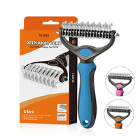 Outil de toilettage pour animaux de compagnie - Râteau pour sous-poils pour chiens et chats - Brosse double face pour éliminer les poils et démêler les nœuds pour animaux à poils longs