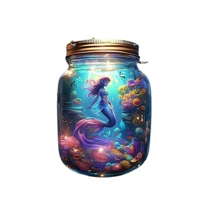 Décoration de fenêtre écologique transfrontalière en résine acrylique, motif elfe marin, fée, sirène, avec pendentif disque peint et chaîne, pour pot Mason - Product Image 6