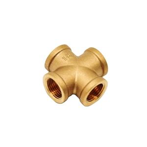 ข้อต่อท่อทองเหลืองแบบสี่ทางสำหรับงานประปาในครัวเรือน ห้องน้ำ ห้องครัว ระบบจ่ายน้ำ น้ำมัน และแก๊ส - Product Image 1