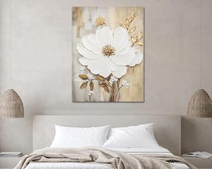 Flor lienzo grande pintado a mano pintura <span class=keywords><strong>al</strong></span> óleo estética Floral arte de pared para sala de estar dormitorio Hotel Decoración - Product Image 6