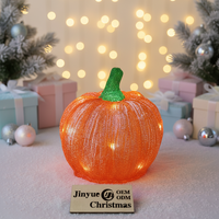 Ornement de citrouille d'Halloween 3D, figurine en acrylique orange lumineuse à LED, pailletée, étanche IP44, commande manuelle, jardin, cour, automne