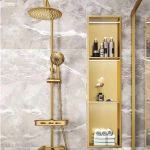 Accesorios de baño Estante empotrado montado en la pared Oro Uno Dos Tres capas Nichos de ducha impermeables de acero inoxidable 304 - Product Image 1