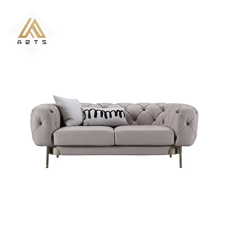 Thổ Nhĩ Kỳ Thiết Kế Thanh Lịch Ánh Sáng Màu Đầy Đủ Da Chính Hãng Nút Tufted Hai, Ba, Bốn Chỗ Ngồi Sofa Nội Thất Phòng Khách Bộ