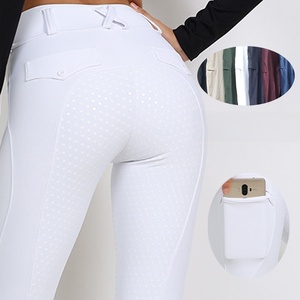 Prêt à expédier - Pantalon d'équitation <span class=keywords><strong>blanc</strong></span> en silicone intégral pour femme - Collant d'équitation - Legging - Vêtements d'équitation pour femme - Product Image 1