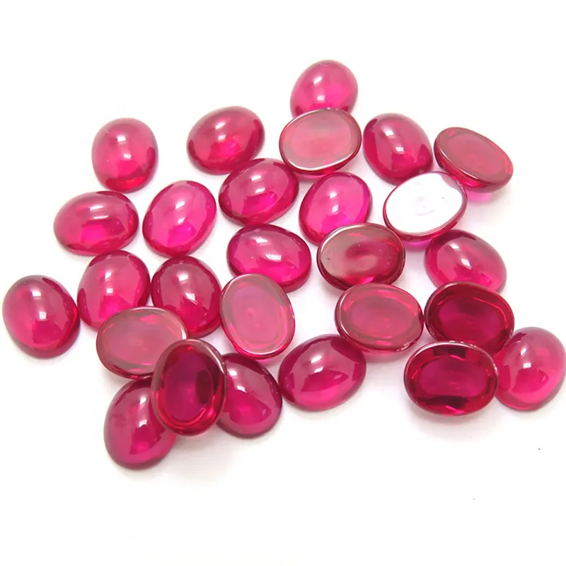 Starsgem synthetic ruby cabochon cut rose red gemstone oval shape ruby cabochon price competitive