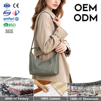 Sac à bandoulière en cuir véritable souple pour femme, style hobo minimaliste, idéal pour le quotidien et le travail, vente en gros sur mesure