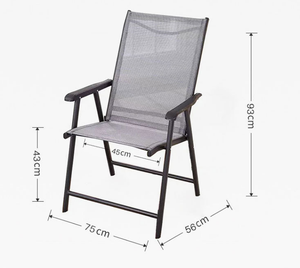Silla de Exterior Moderna con Respaldo, Silla Plegable de Teslin con Reposabrazos Metálicos para Parques, Hogar u Oficina - Product Image 2