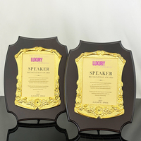 Plaque de certificat en bois personnalisée avec plaque dorée MH-FJ0202