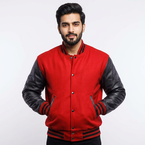 Vestes de baseball personnalisées pour hommes, manches en cuir véritable, plusieurs patchs brodés, veste de style universitaire - Product Image 1