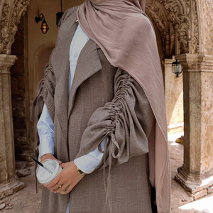 New abaya 2026 dây rút tay áo hồi giáo mở abaya hồi giáo quần áo áo khoác áo phù hợp cổ áo khiêm tốn abaya phụ nữ hồi giáo Ăn mặc - Product Image 1