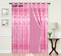 Rideaux en tulle à œillets, élégants, brodés, à double couche, motif floral, avec cantonnière, occultants, 100 % polyester, toutes saisons, style américain